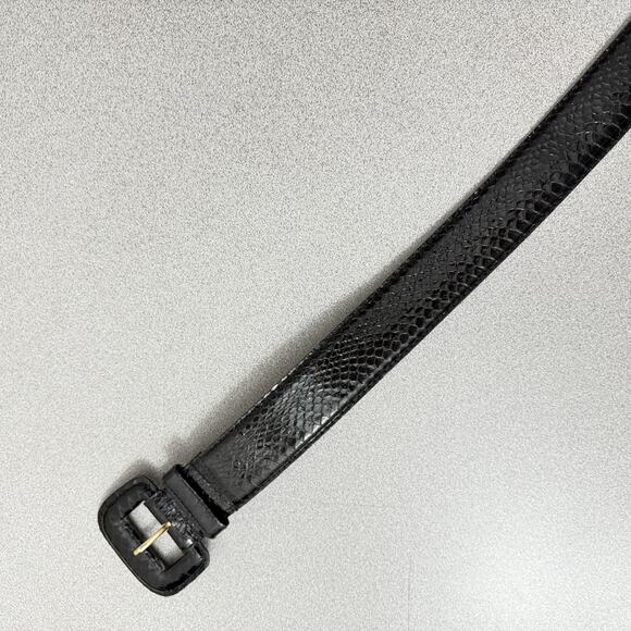 Vtg Morgan Taylor Snakeskin Belt Womens Small Black 1.5in Leather 80s 90s main image 5